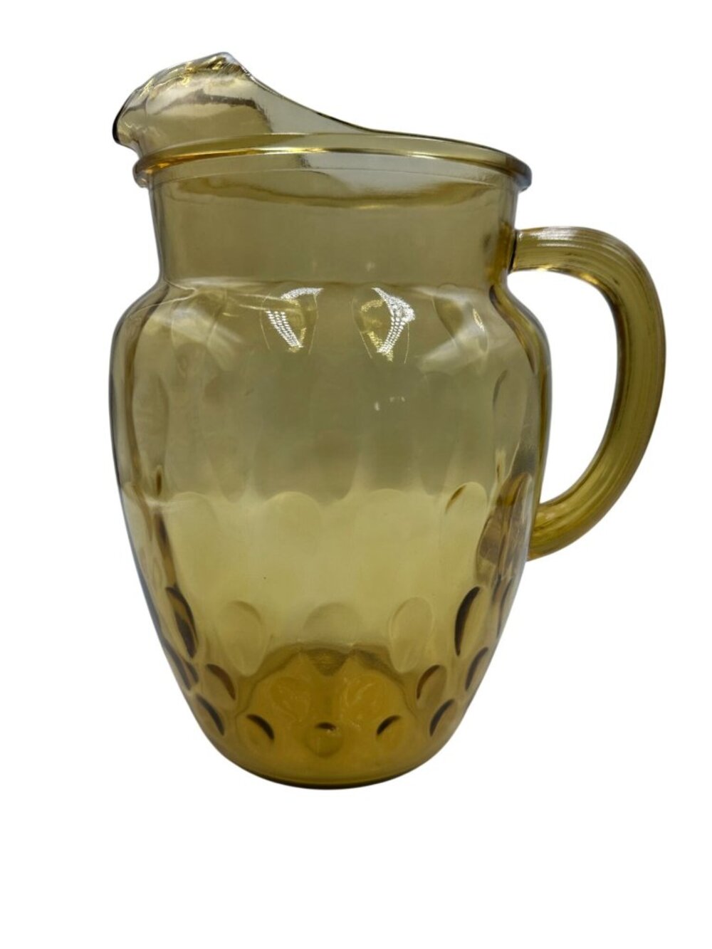 Vintage 1960s Hazel Atlas Amber Glass Pitcher Mid-Century Modern Textured Handle